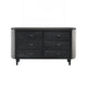 Sevy Wide Dresser w Retro Fabric | Black & Gray | 6 Drawers