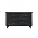 Sevy Wide Dresser w Retro Fabric | Black & Gray | 6 Drawers