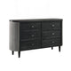 Sevy Wide Dresser w Retro Fabric | Black & Gray | 6 Drawers