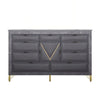 Semy Wide Dresser | 10 Drawers | 1 Cabinet | Charcoal Gray Wood | Gold