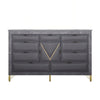 Semy Wide Dresser | 10 Drawers | 1 Cabinet | Charcoal Gray Wood | Gold