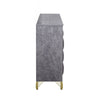 Semy Wide Dresser | 10 Drawers | 1 Cabinet | Charcoal Gray Wood | Gold
