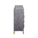 Semy Wide Dresser | 10 Drawers | 1 Cabinet | Charcoal Gray Wood | Gold