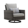 Benie Patio Swivel Chair Set of 2 | Pillow | Gray Sundura Brown Wicker