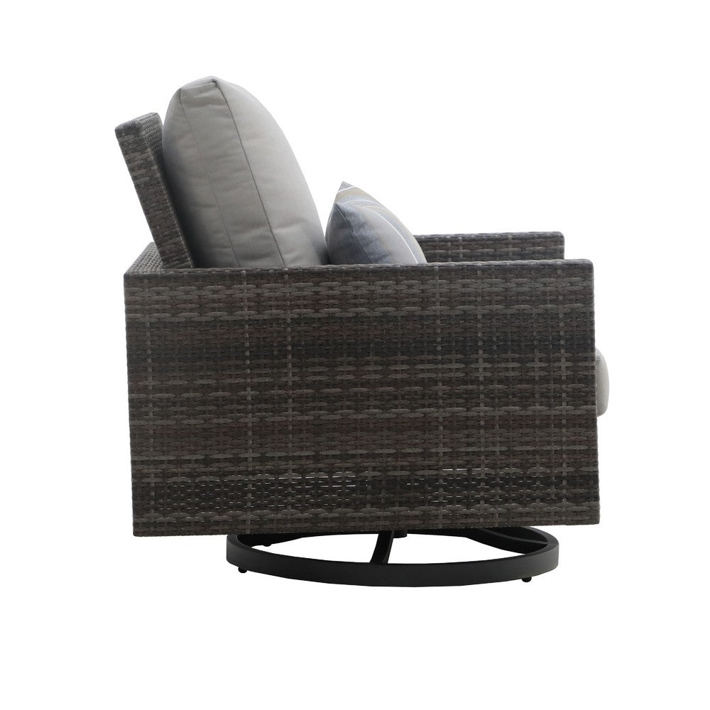 Benie Patio Swivel Chair Set of 2 | Pillow | Gray Sundura Brown Wicker