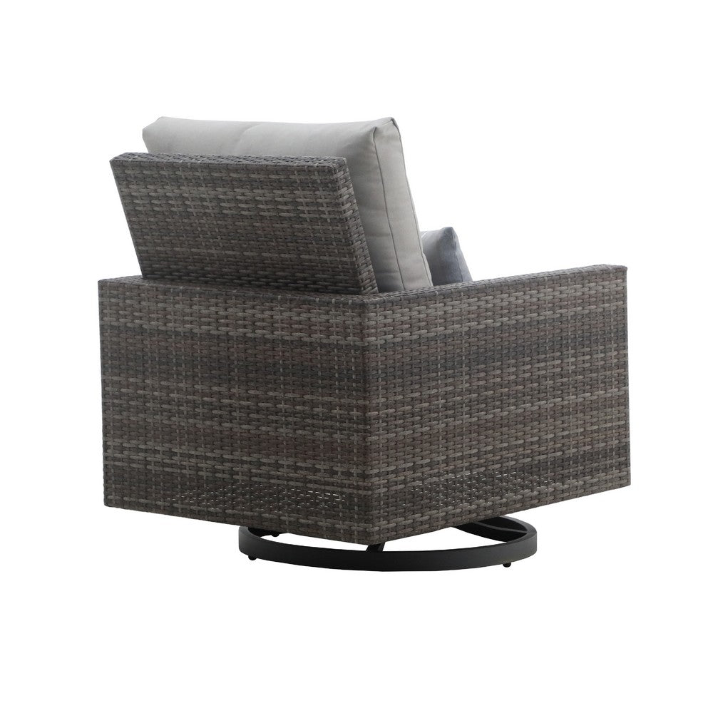 Benie Patio Swivel Chair Set of 2 | Pillow | Gray Sundura Brown Wicker