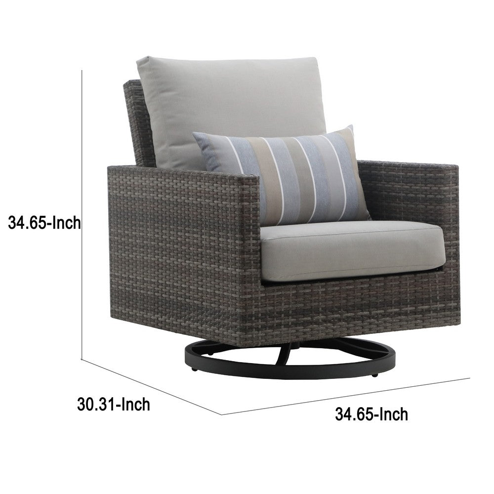 Benie Patio Swivel Chair Set of 2 | Pillow | Gray Sundura Brown Wicker