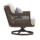 Geny Swivel Patio Chair Set of 2 | Pillow | Gray Sundura | Brown Wicker
