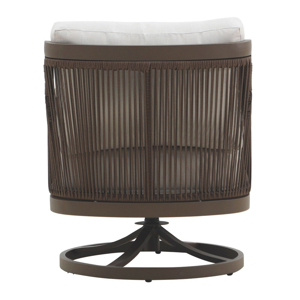 Geny Swivel Patio Chair Set of 2 | Pillow | Gray Sundura | Brown Wicker