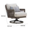 Geny Swivel Patio Chair Set of 2 | Pillow | Gray Sundura | Brown Wicker
