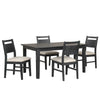 Saby 5pc Dining Table Set | 4 Side Chairs | Black Rubberwood | Light Brown