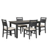 Saby 5pc Dining Table Set | 4 Side Chairs | Black Rubberwood | Light Brown