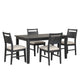 Saby 5pc Dining Table Set | 4 Side Chairs | Black Rubberwood | Light Brown