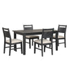 Saby 5pc Dining Table Set | 4 Side Chairs | Black Rubberwood | Light Brown