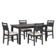 Saby 5pc Dining Table Set | 4 Side Chairs | Black Rubberwood | Light Brown