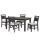 Saby 5pc Dining Table Set | 4 Side Chairs | Black Rubberwood | Light Brown