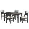 Saby 5pc Dining Table Set | 4 Side Chairs | Black Rubberwood | Light Brown
