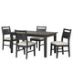Saby 5pc Dining Table Set | 4 Side Chairs | Black Rubberwood | Light Brown