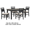 Saby 5pc Dining Table Set | 4 Side Chairs | Black Rubberwood | Light Brown