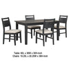 Saby 5pc Dining Table Set | 4 Side Chairs | Black Rubberwood | Light Brown