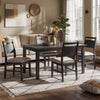 Saby 5pc Dining Table Set | 4 Side Chairs | Black Rubberwood | Light Brown