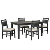 Saby 5pc Dining Table Set | 4 Side Chairs | Black Rubberwood | Light Brown