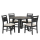 Saby 5pc Round Dining Table Set | 4 Side Chairs | Black Wood | Light Brown