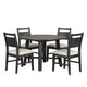 Saby 5pc Round Dining Table Set | 4 Side Chairs | Black Wood | Light Brown