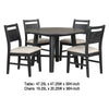 Saby 5pc Round Dining Table Set | 4 Side Chairs | Black Wood | Light Brown