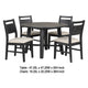 Saby 5pc Round Dining Table Set | 4 Side Chairs | Black Wood | Light Brown