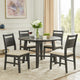 Saby 5pc Round Dining Table Set | 4 Side Chairs | Black Wood | Light Brown
