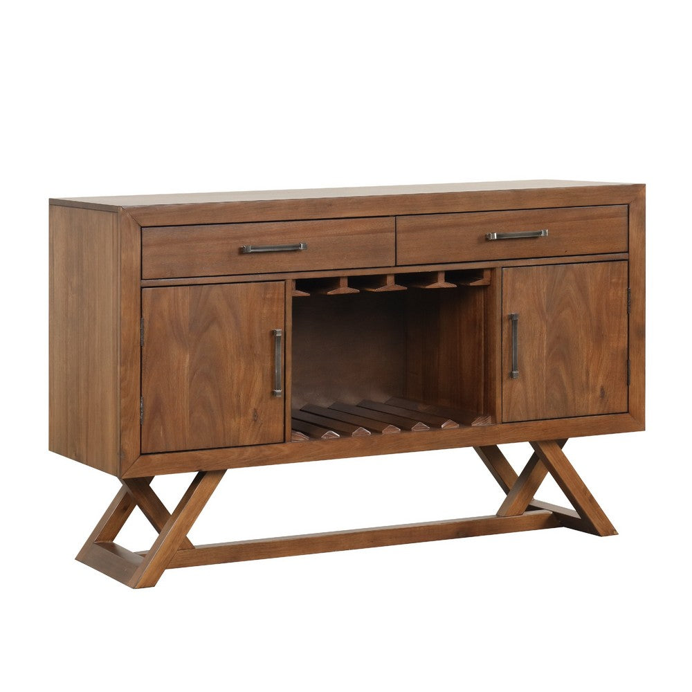 Namie Sideboard Buffet Console | Brown Wood | 2 Drawers | Doors | 56"
