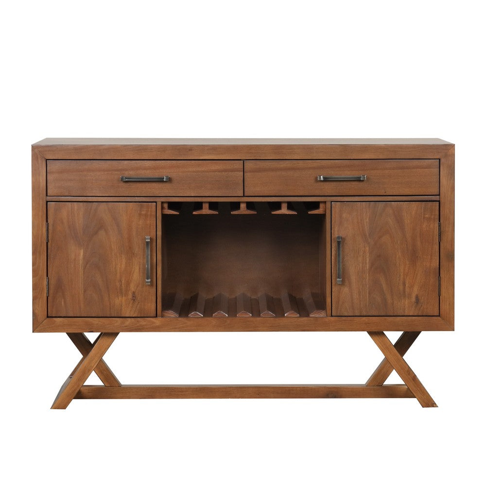 Namie Sideboard Buffet Console | Brown Wood | 2 Drawers | Doors | 56"