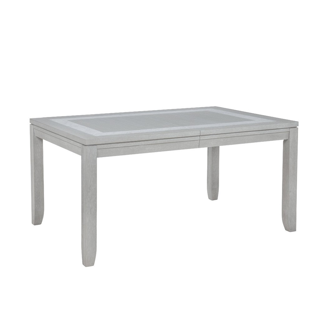 Ion Dining Table | Gray Rubberwood | White Marble Inlay | 78-102"