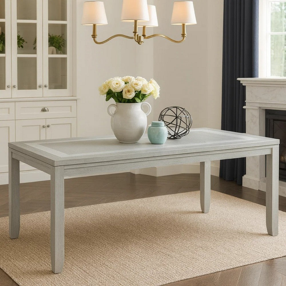 Ion Dining Table | Gray Rubberwood | White Marble Inlay | 78-102"