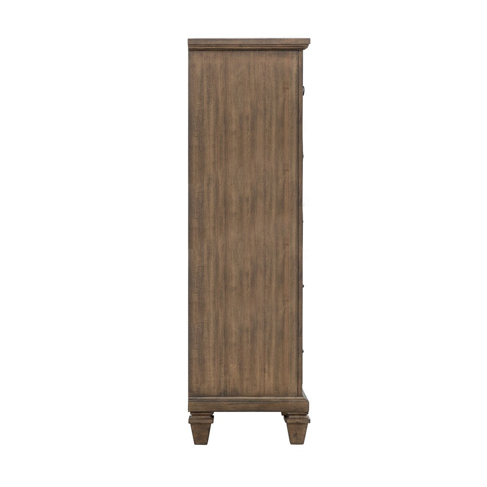 Henry Tall Dresser Chest | Mocha Brown Acacia Wood | 6 Drawers