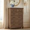 Henry Tall Dresser Chest | Mocha Brown Acacia Wood | 6 Drawers