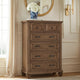 Henry Tall Dresser Chest | Mocha Brown Acacia Wood | 6 Drawers