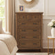 Henry Tall Dresser Chest | Mocha Brown Acacia Wood | 6 Drawers