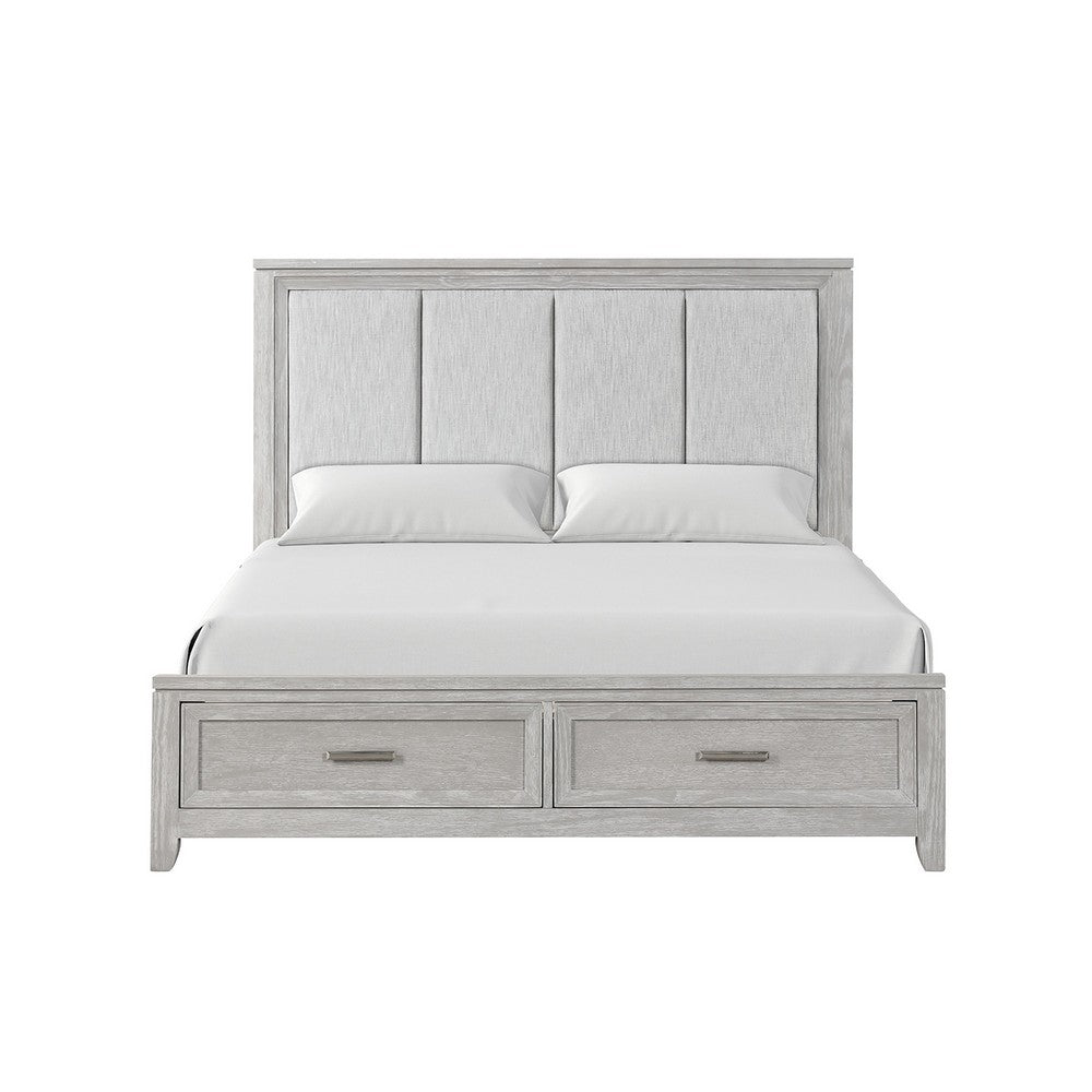 Ion King Bed | Storage Footboard | Picture Frame Moldings | Gray Wood