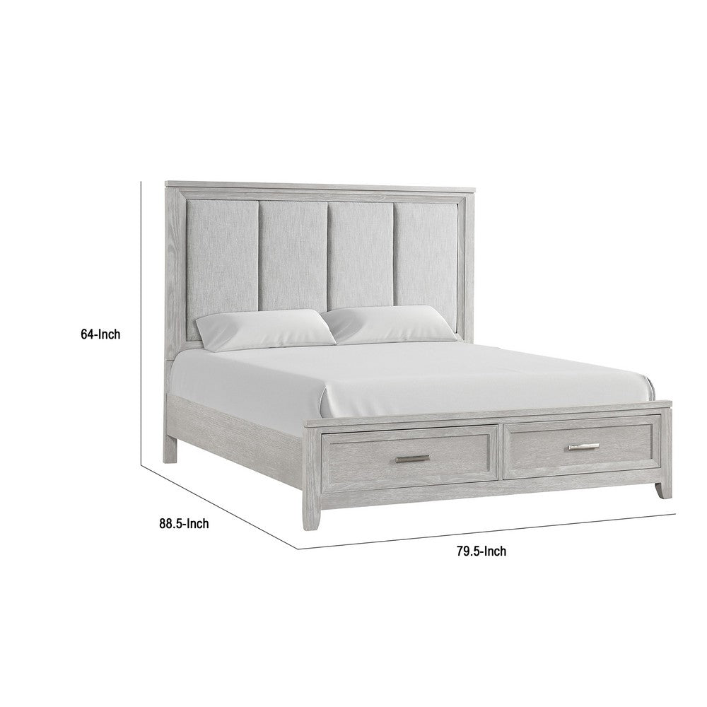 Ion King Bed | Storage Footboard | Picture Frame Moldings | Gray Wood