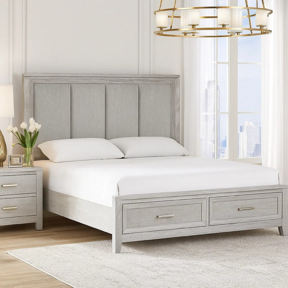 Ion King Bed | Storage Footboard | Picture Frame Moldings | Gray Wood