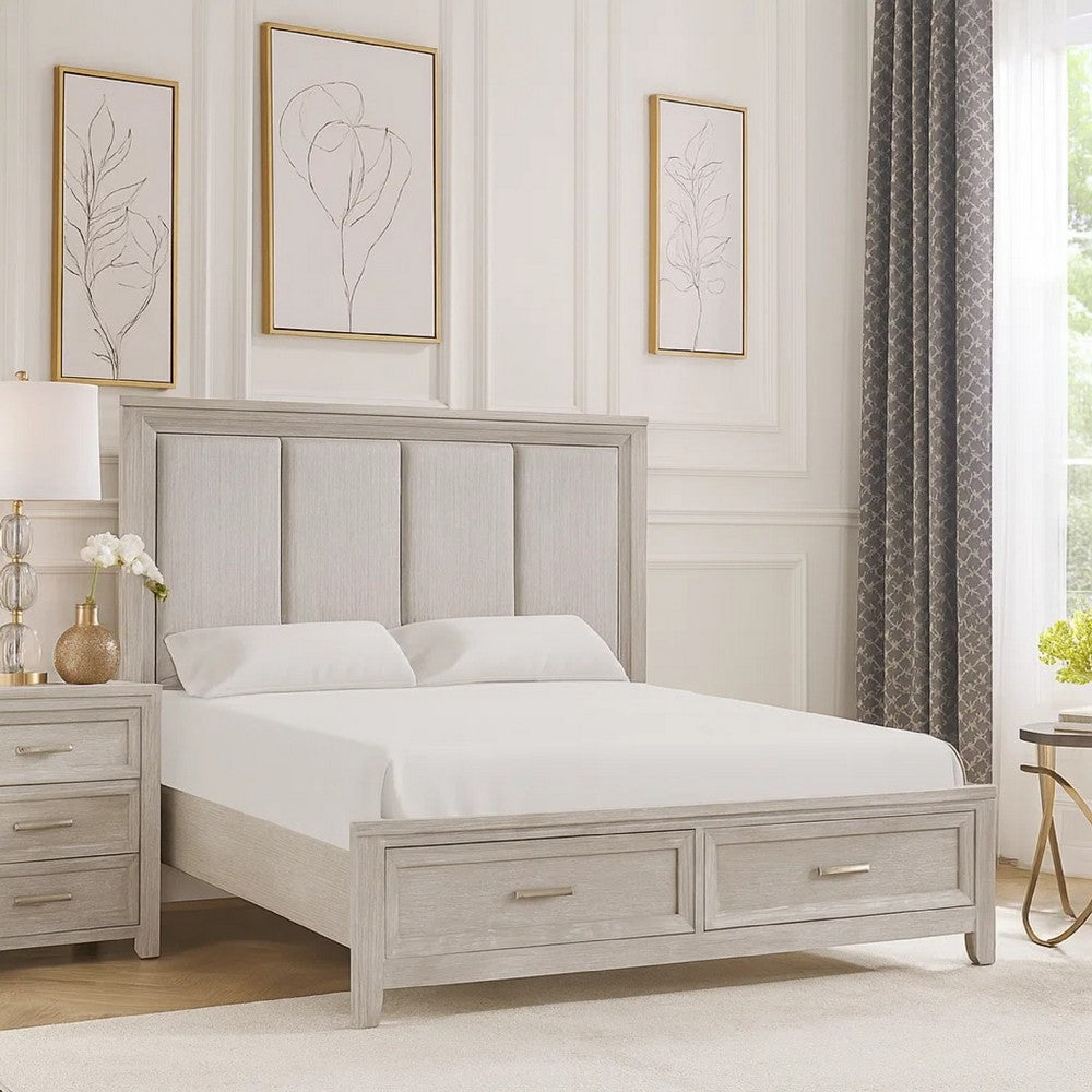 Ion King Bed | Storage Footboard | Picture Frame Moldings | Gray Wood