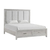 Ion Queen Bed | Storage Footboard | Picture Frame Moldings | Gray Wood