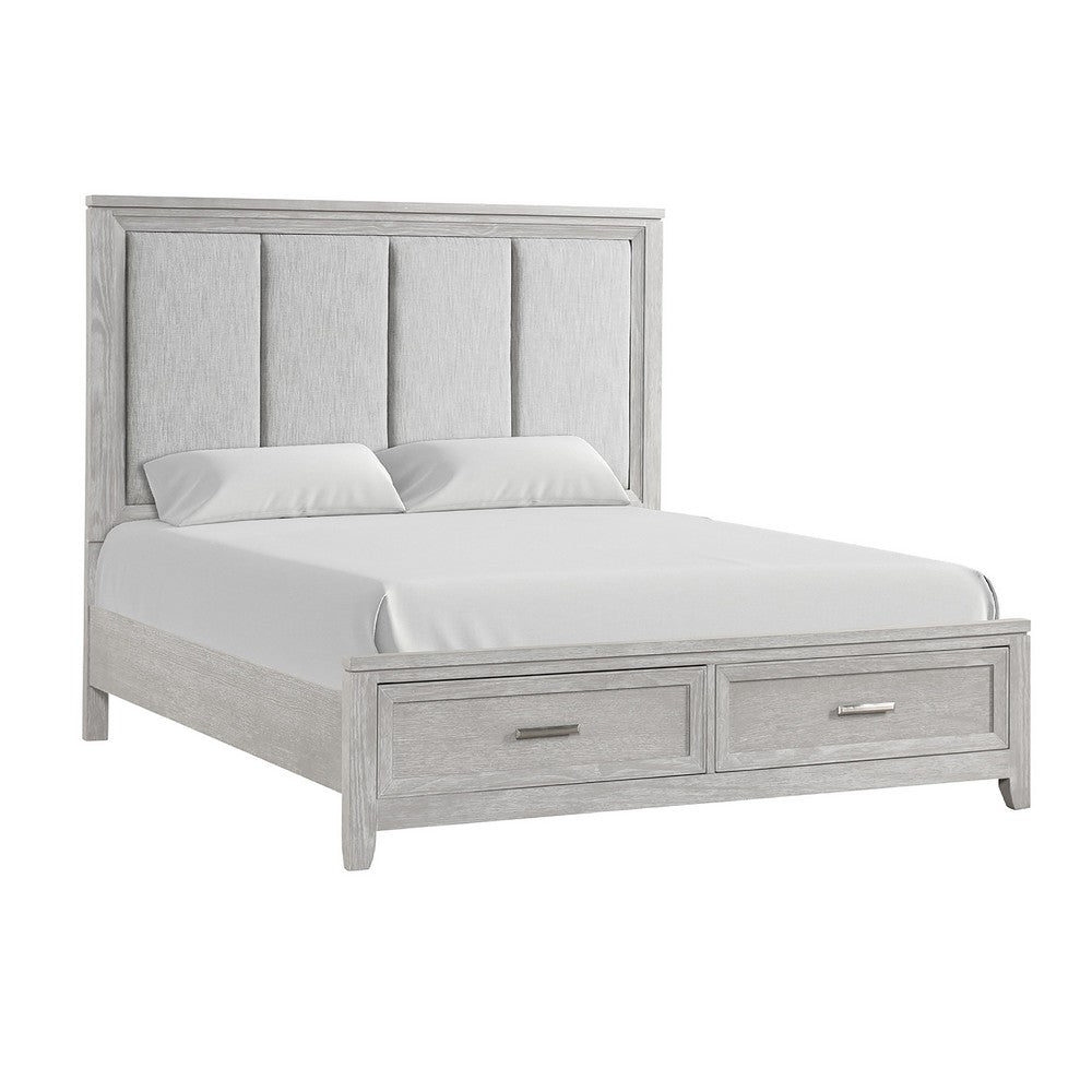 Ion Queen Bed | Storage Footboard | Picture Frame Moldings | Gray Wood