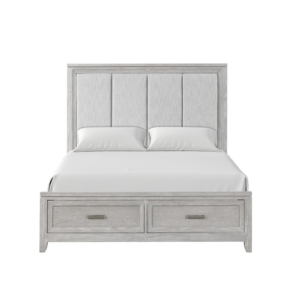 Ion Queen Bed | Storage Footboard | Picture Frame Moldings | Gray Wood