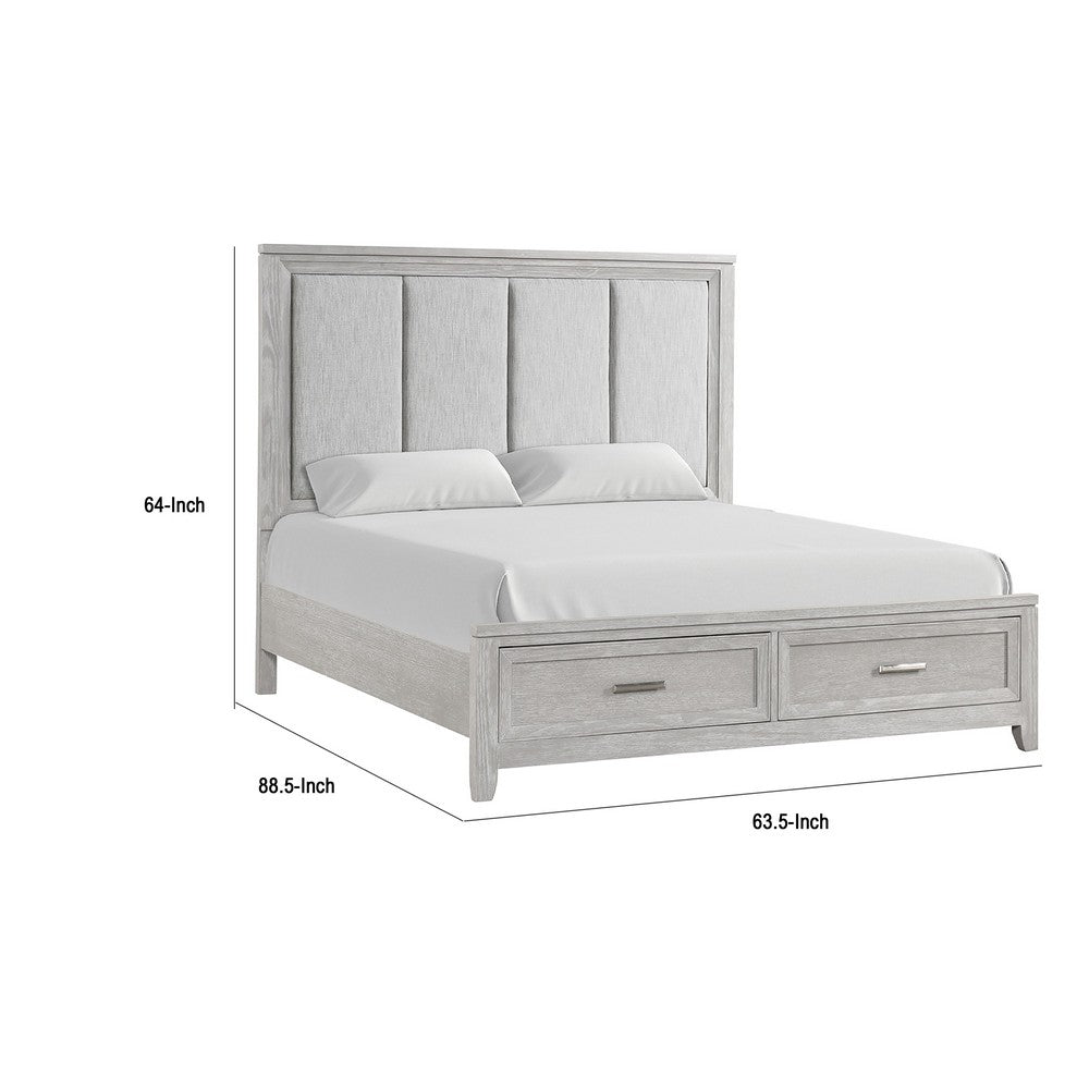 Ion Queen Bed | Storage Footboard | Picture Frame Moldings | Gray Wood