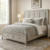 Ion Queen Bed | Storage Footboard | Picture Frame Moldings | Gray Wood