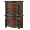 Ruth Tall Dresser Chest w Burl Inlays | 7 Drawers | Mahogany Brown Wood