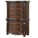Ruth Tall Dresser Chest w Burl Inlays | 7 Drawers | Mahogany Brown Wood